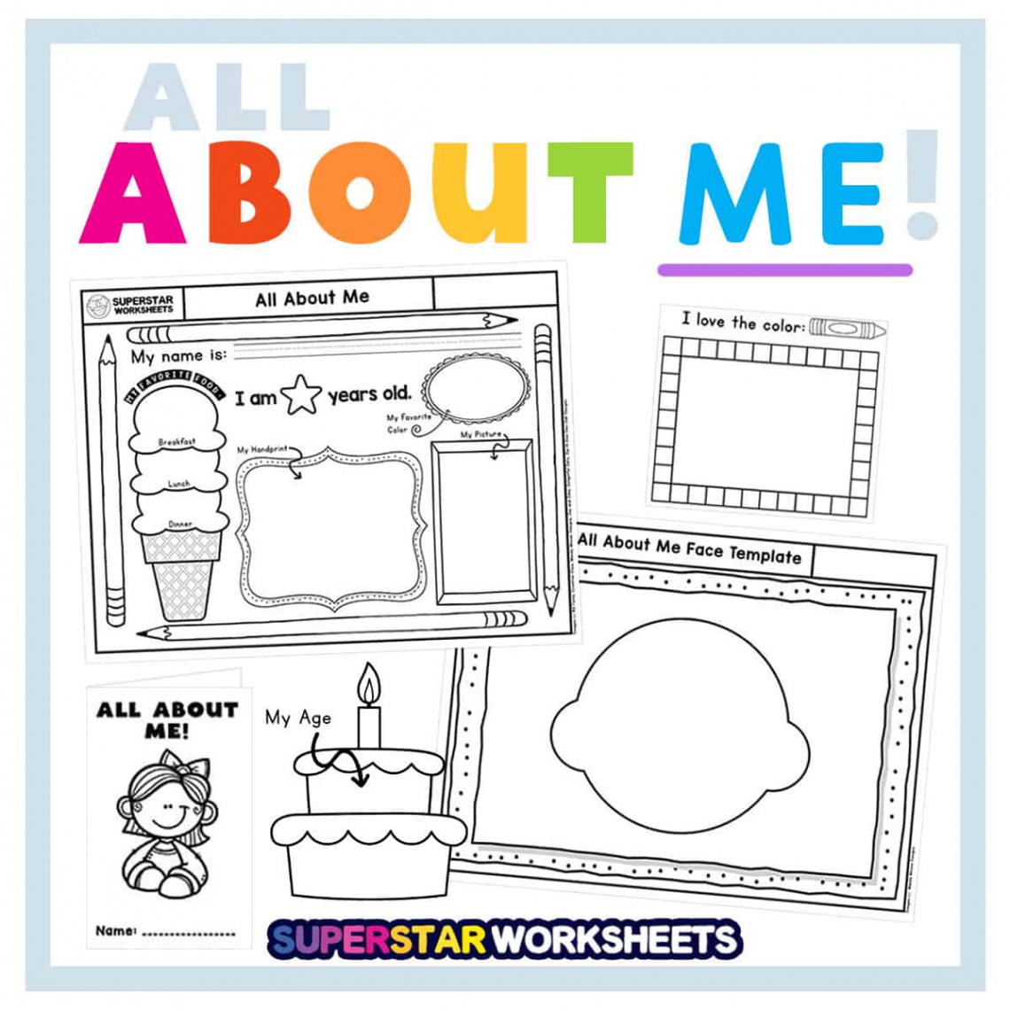 All About Me Template - Superstar Worksheets