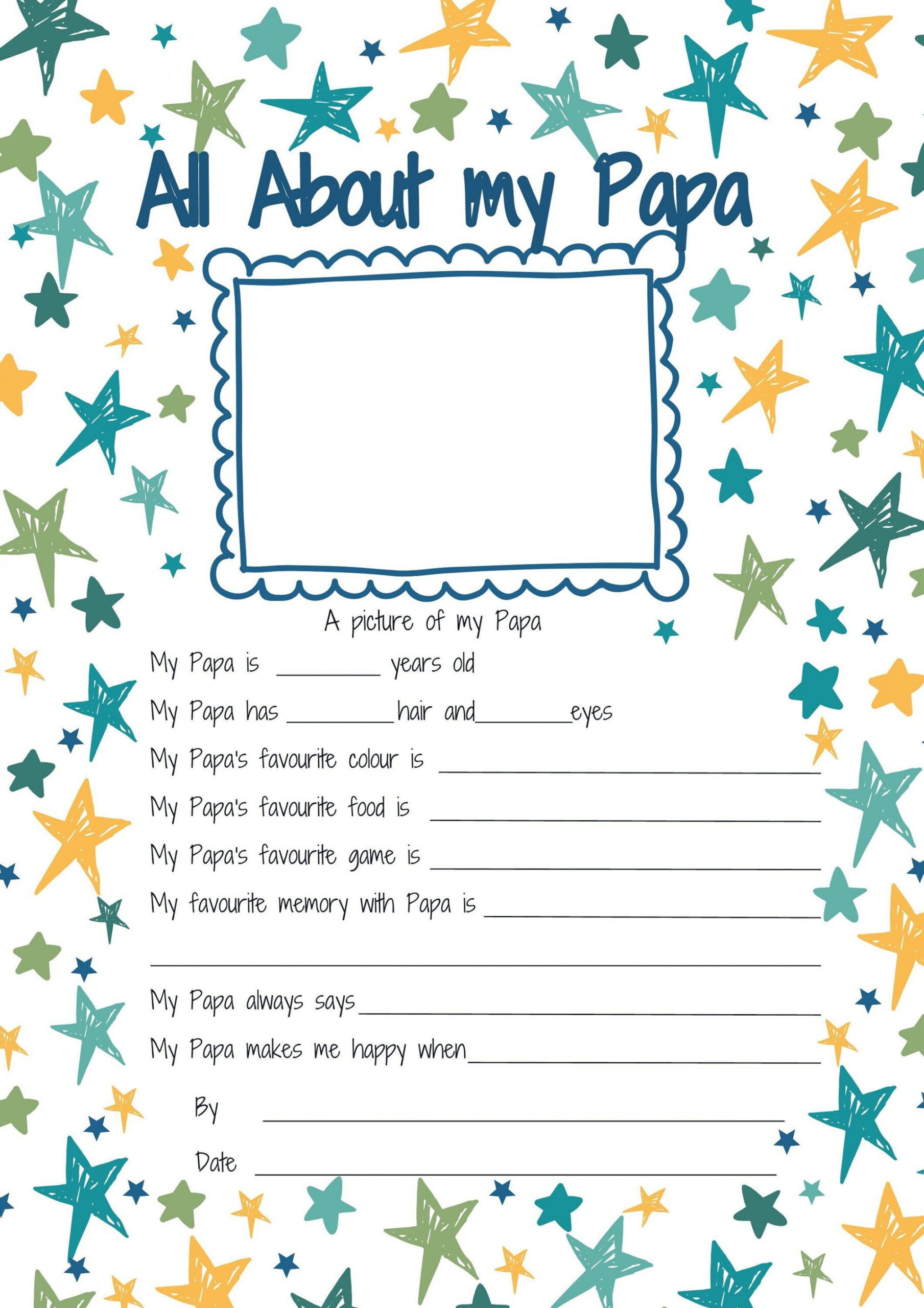 All About My Papa Printable Fathers Day Gift