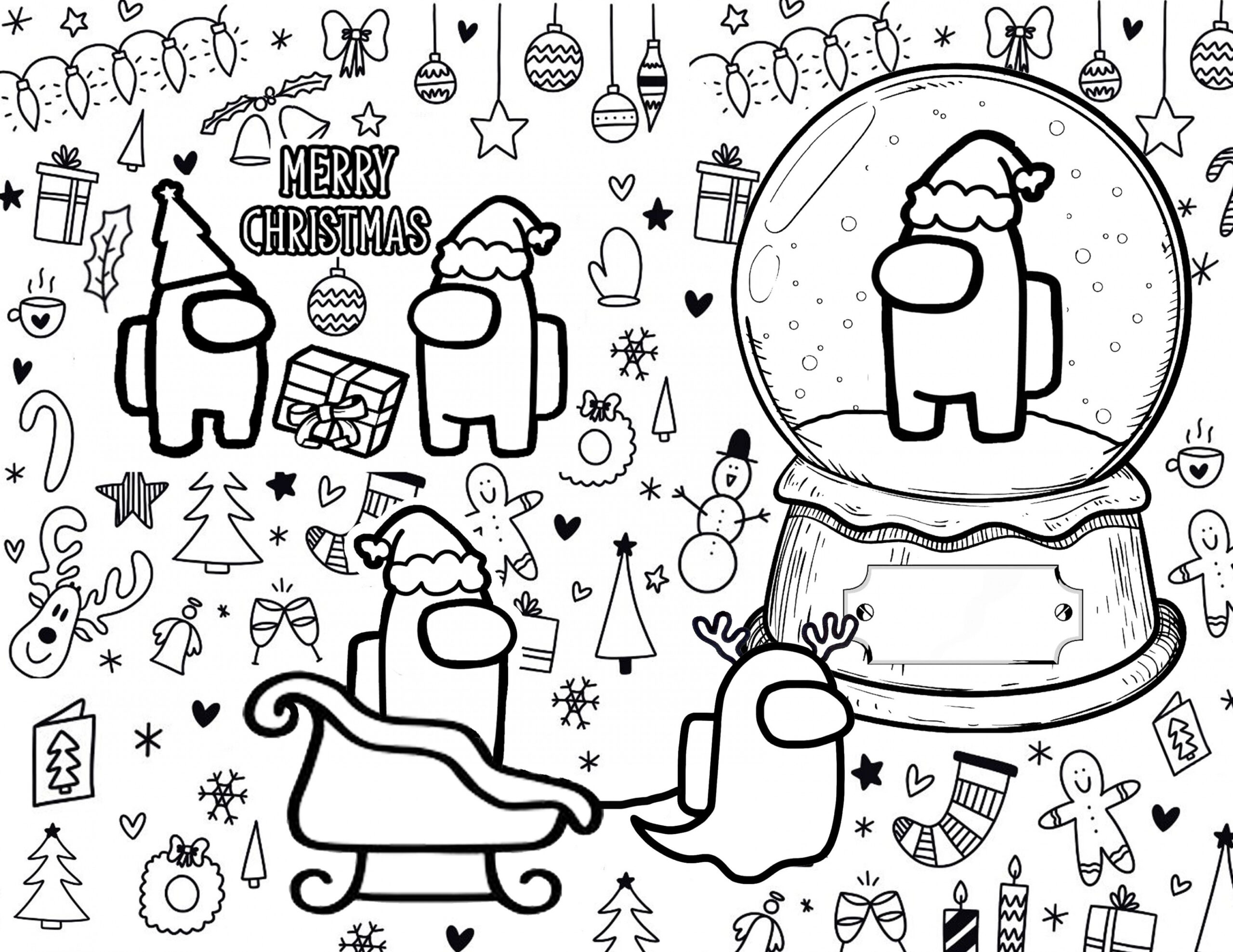 AMONG US - Coloring page: Merry Susmas  Christmas coloring pages