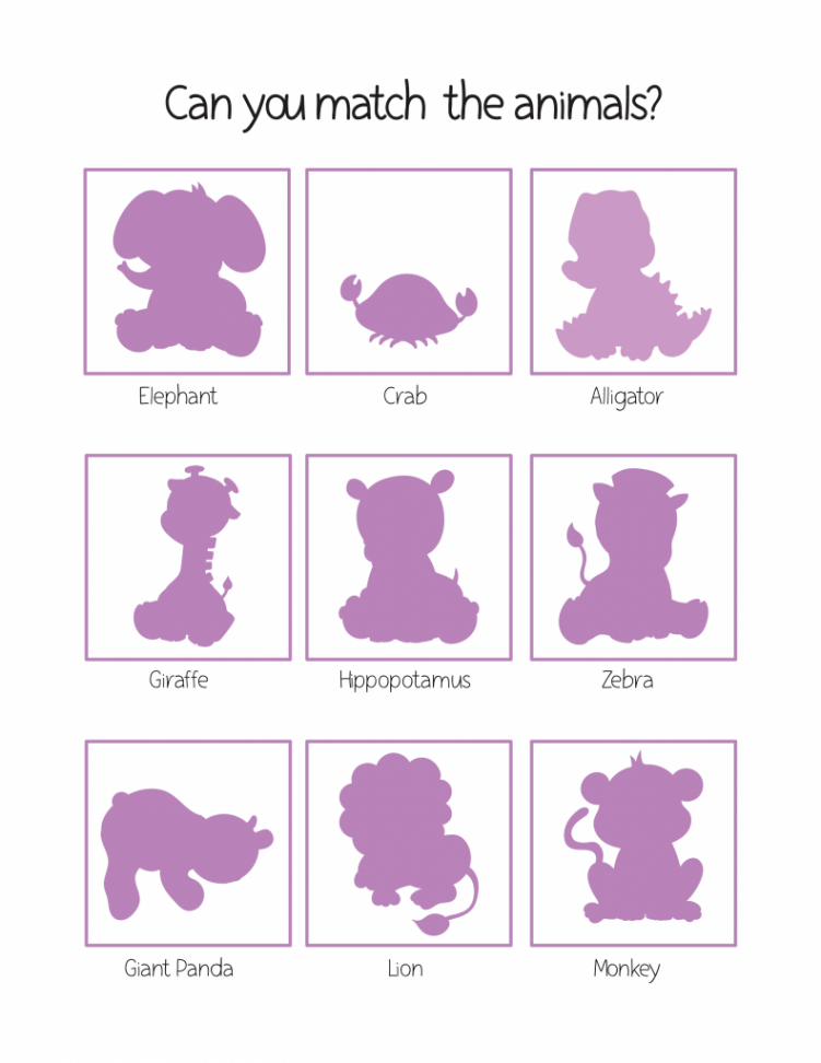 Animal Shadow Matching (free printable) – Free Preschool Printables