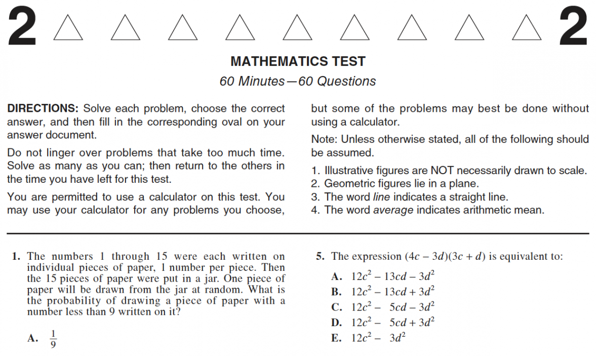 Answer Explanations for the - ACT Math Test  Piqosity