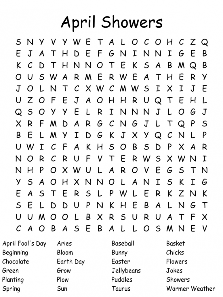 April Showers Word Search - WordMint