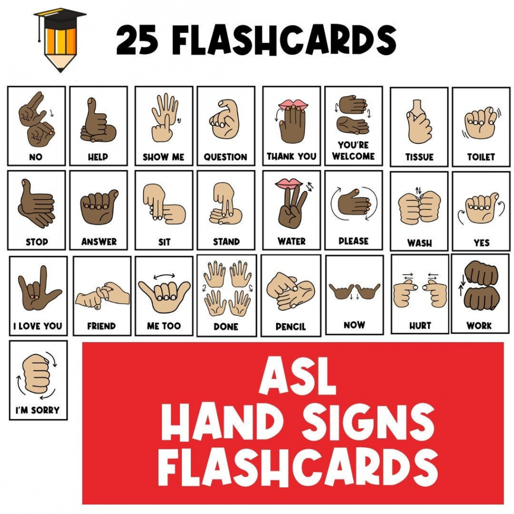 ASL FLASHCARDS Hand Signs Sign Language Flashcards - Etsy