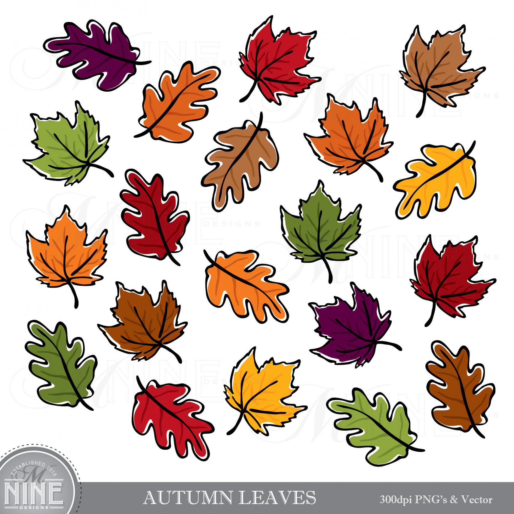 AUTUMN LEAVES Clip Art Fall Leaves Clipart Downloads - Etsy Canada