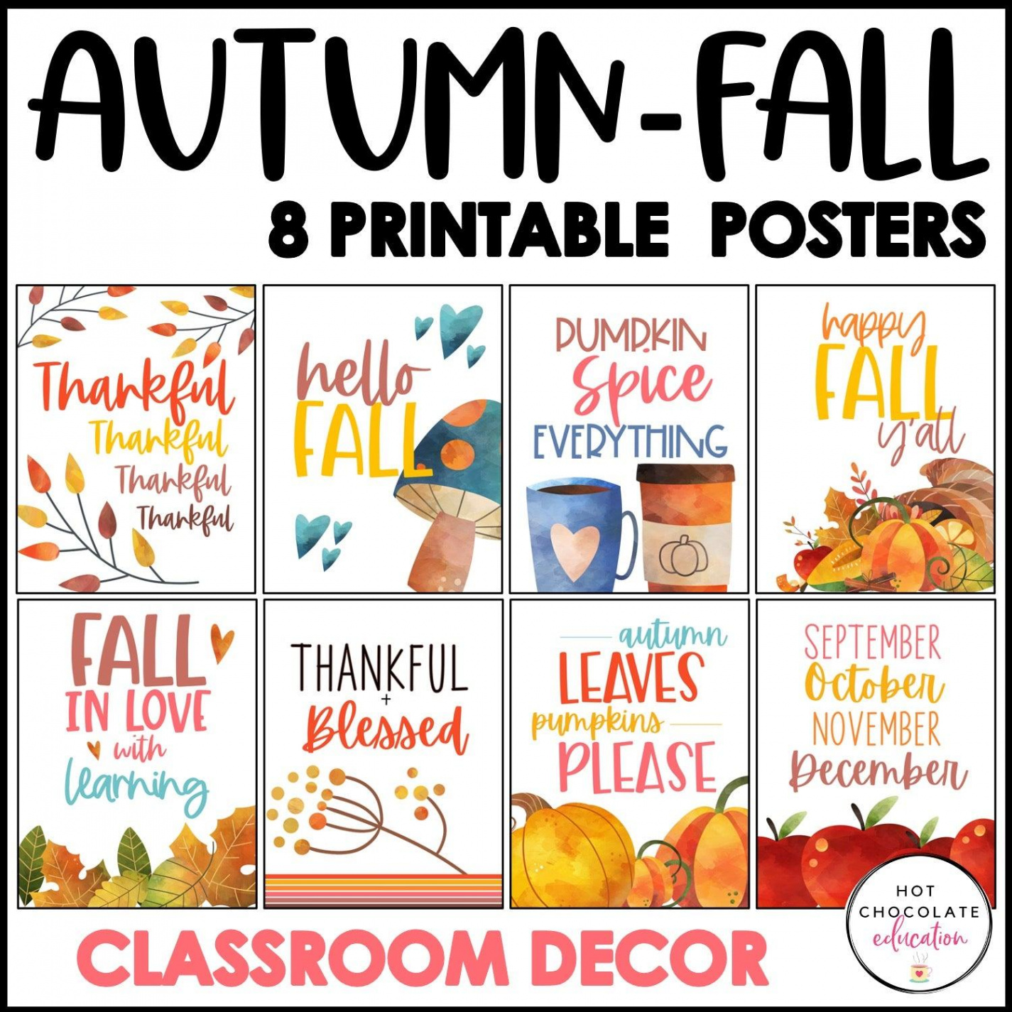 Autumn Posters  Fall Classroom Decor - Printable Quote Posters