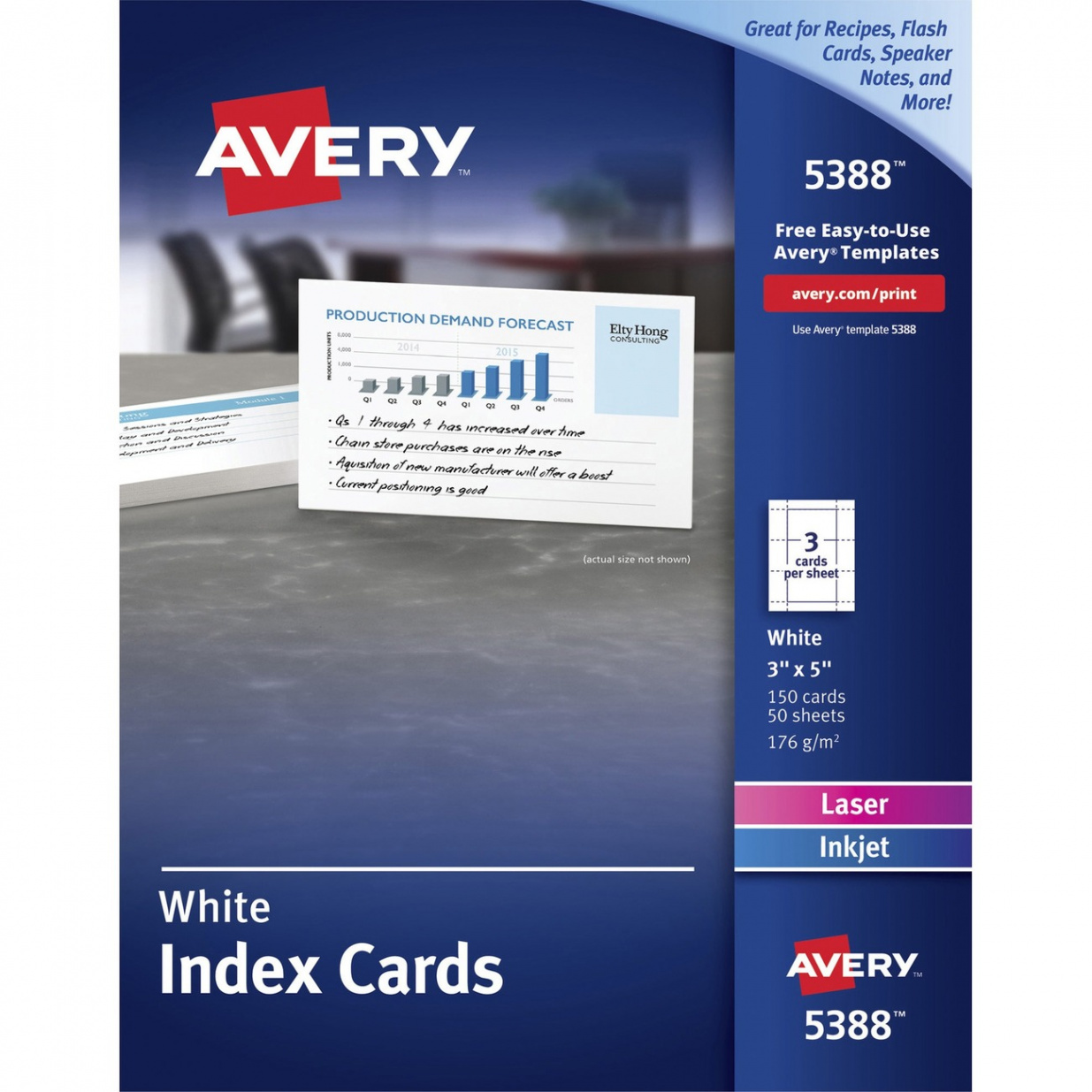 Avery® Laser, Inkjet Printable Index Cards - The Office Point