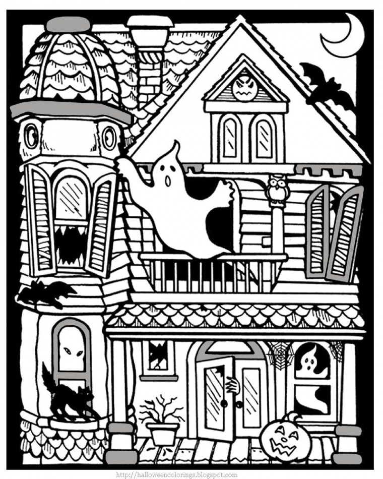 + Awesome Image of Haunted House Coloring Pages