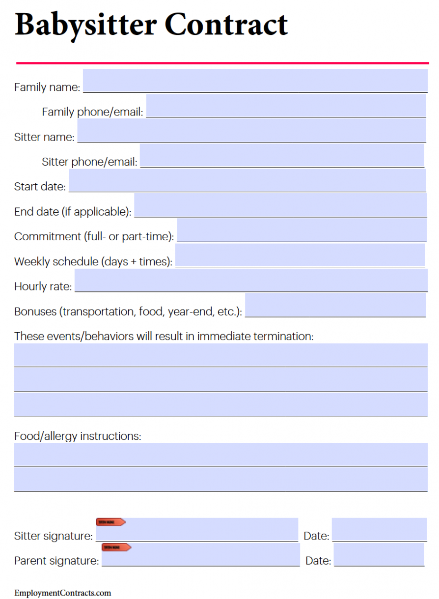 Babysitter Contract Template  PDF