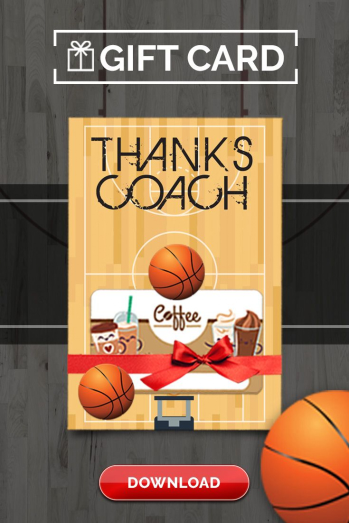 Basketball Coach Gift Thank You Card - Free Printable Download