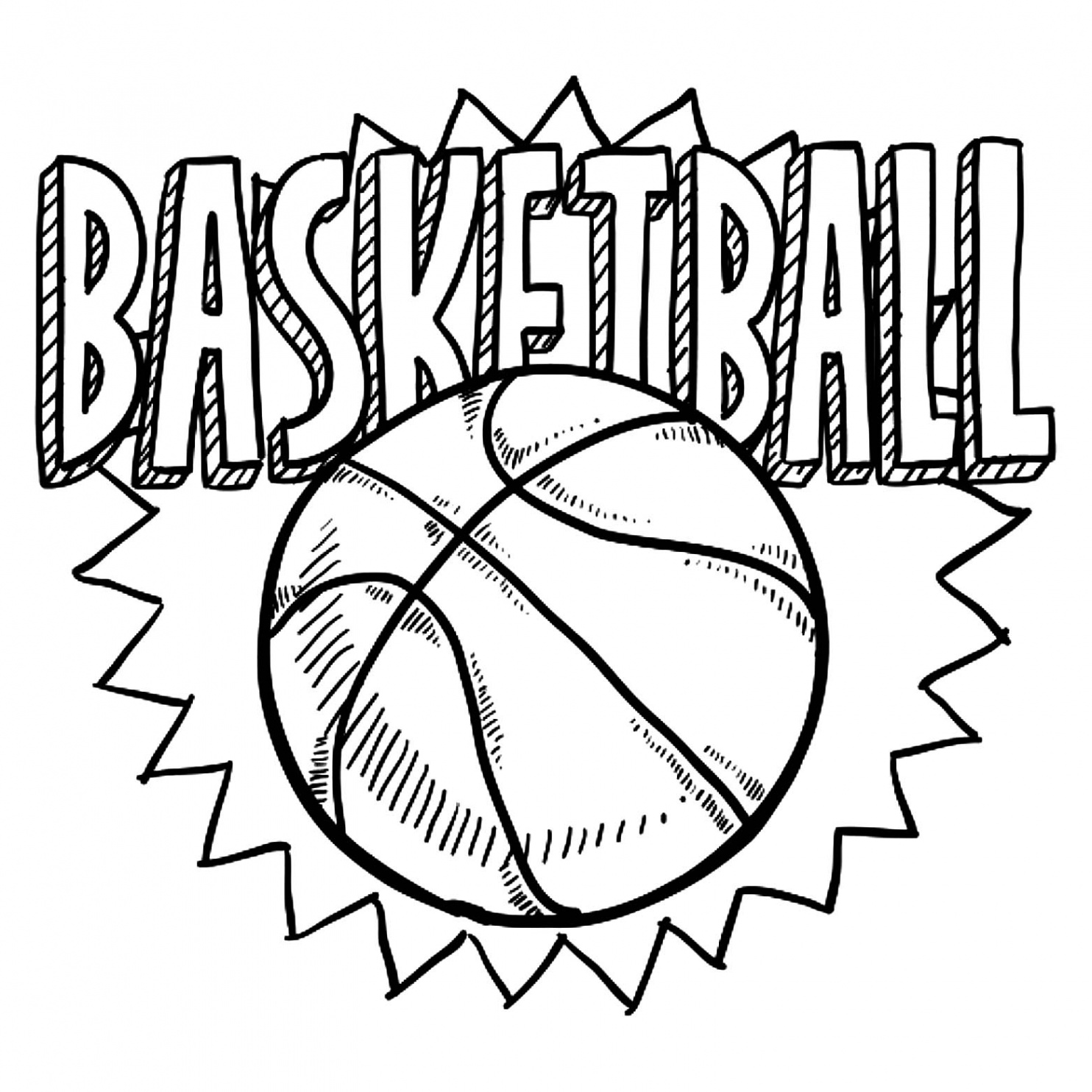 Basketball image to download and color - Basketball Kids Coloring