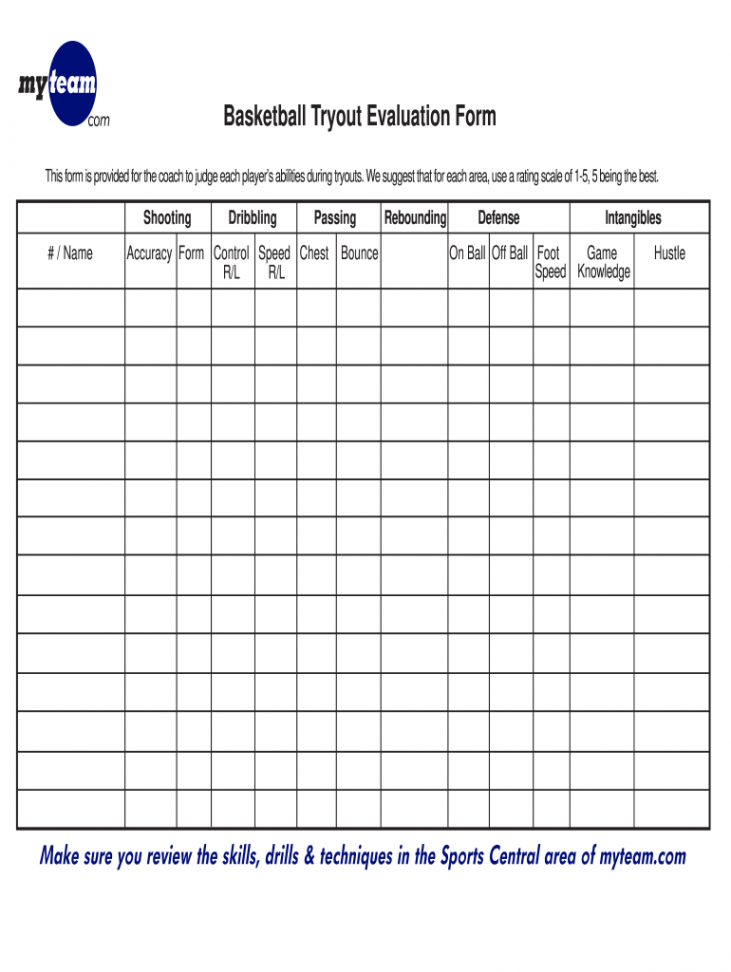 Basketball Tryout Evaluation Form - Fill Online, Printable