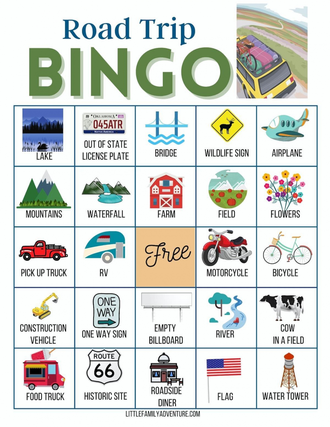 Before Your Next Road Trip, Download These FREE Car Bingo