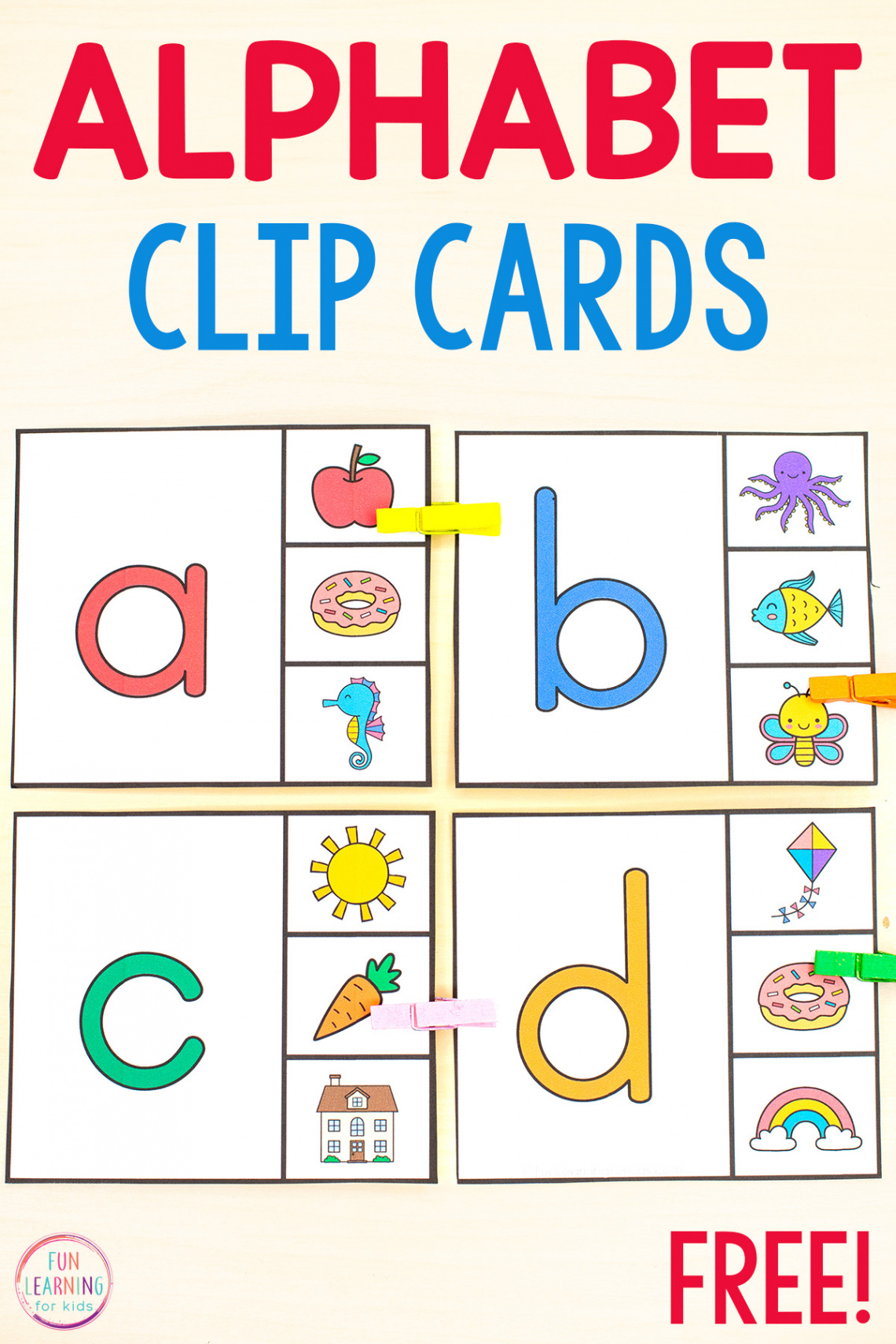 Beginning Sounds Matching Clip Cards Free Printable