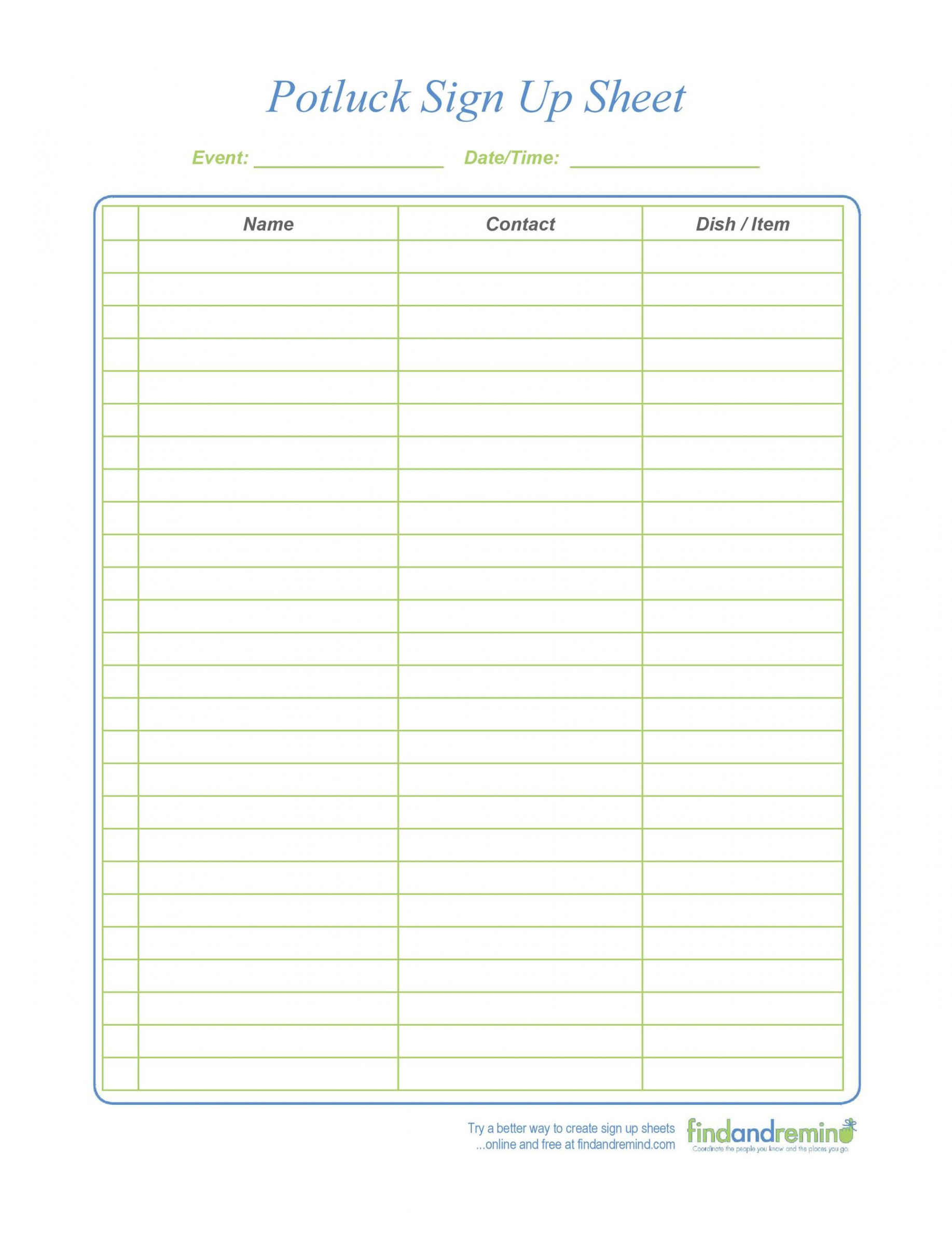 Best Potluck Sign-up Sheets (For Any Occasion) ᐅ TemplateLab