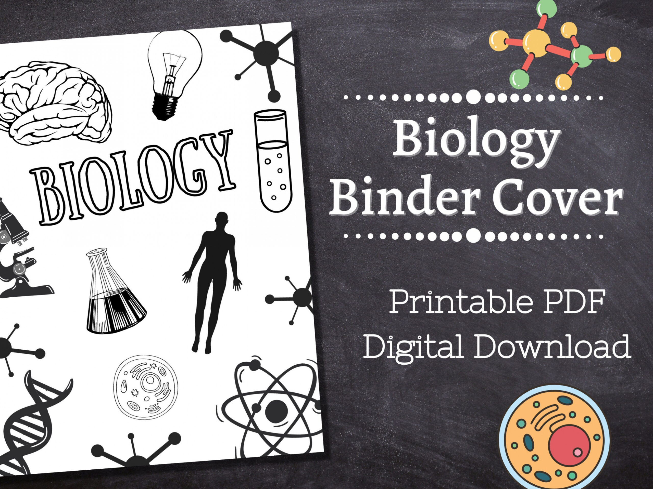 BIOLOGY Binder Cover Printable / Letter Size / School Binder - Etsy