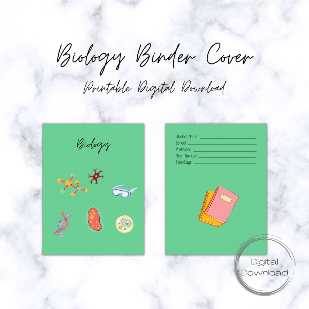 Biology Binder Cover. Printable PDF Digital Download