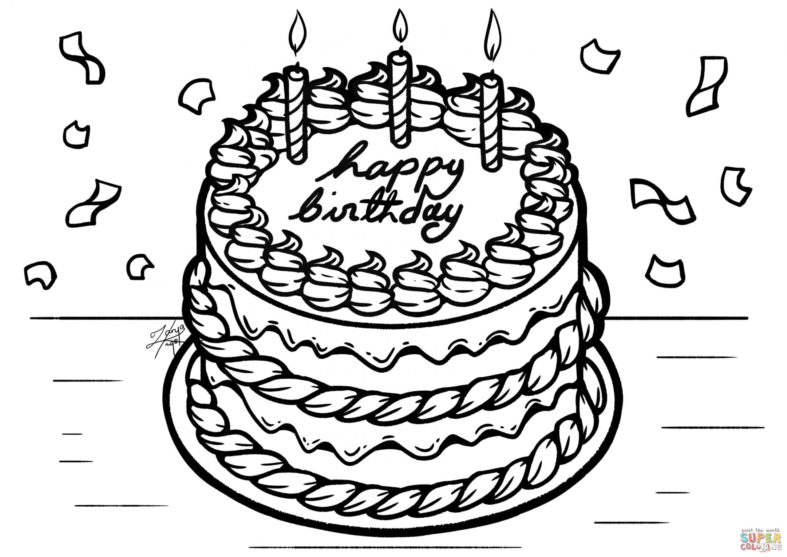 Birthday Cake coloring page  Free Printable Coloring Pages