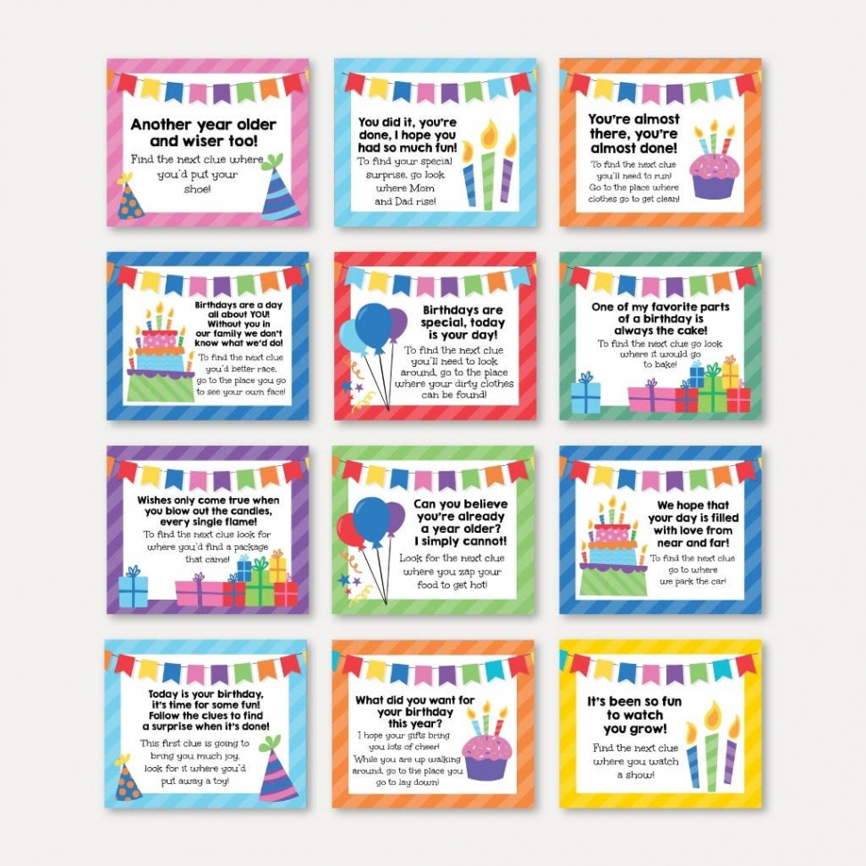 Birthday Scavenger Hunt Printable Treasure Hunt Clue Cards - Etsy