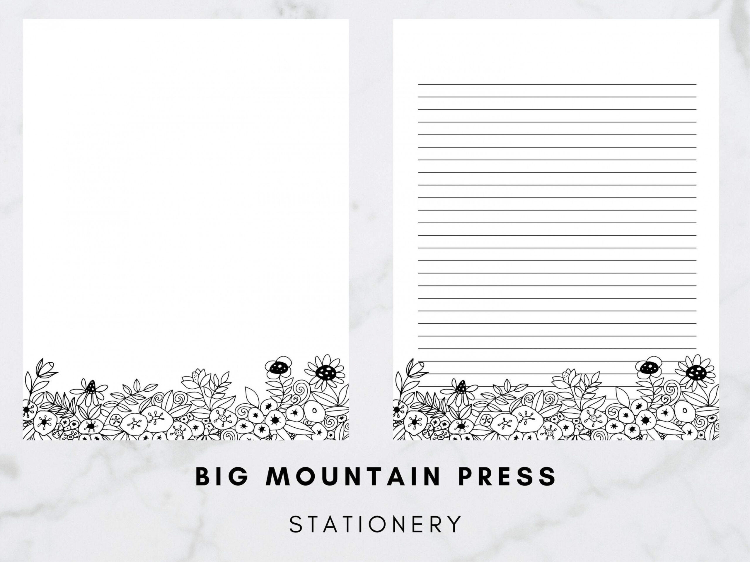 Black & White Floral Printable Stationery / Minimalist - Etsy