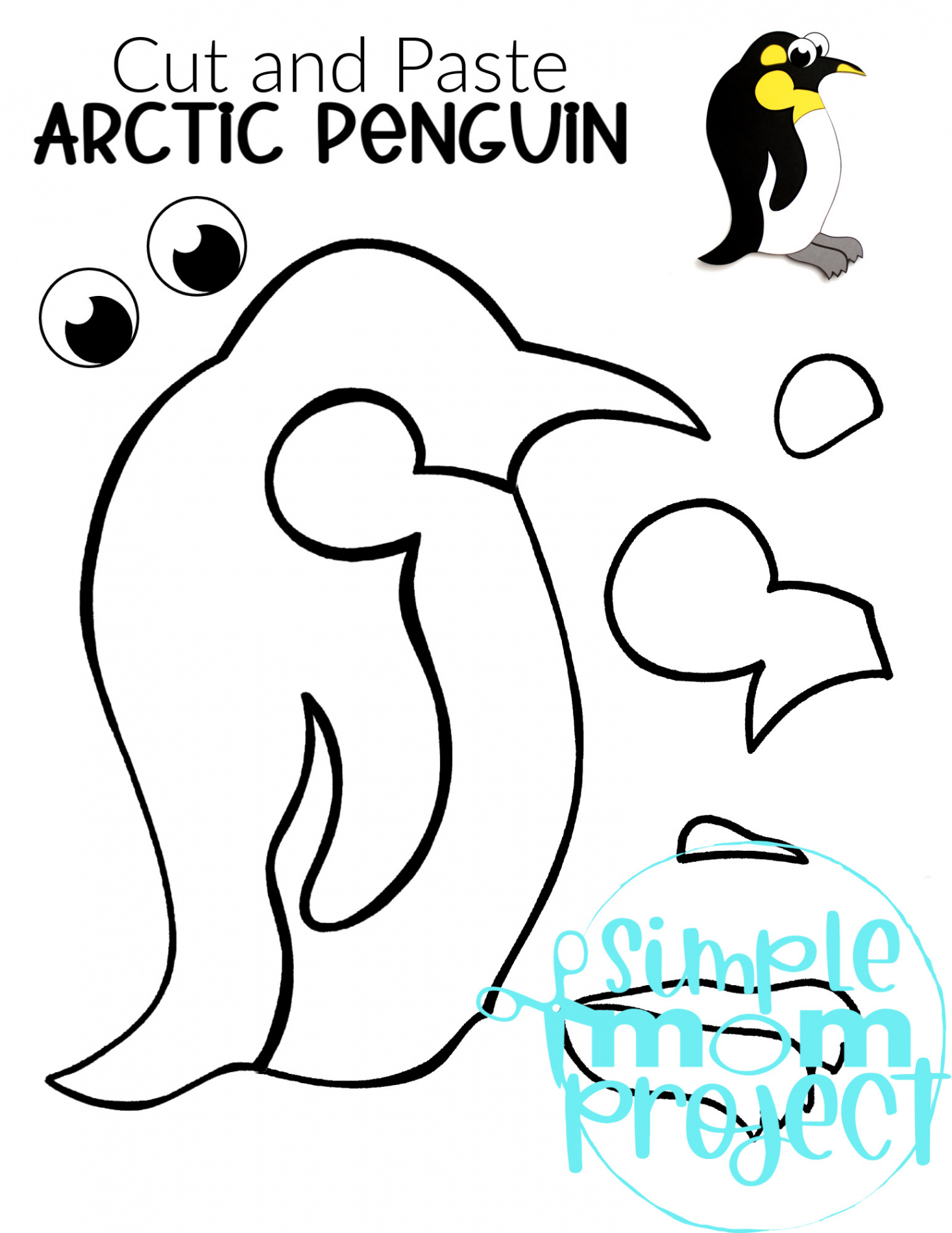 Black and White Arctic Animal Cut and Paste Craft Templates