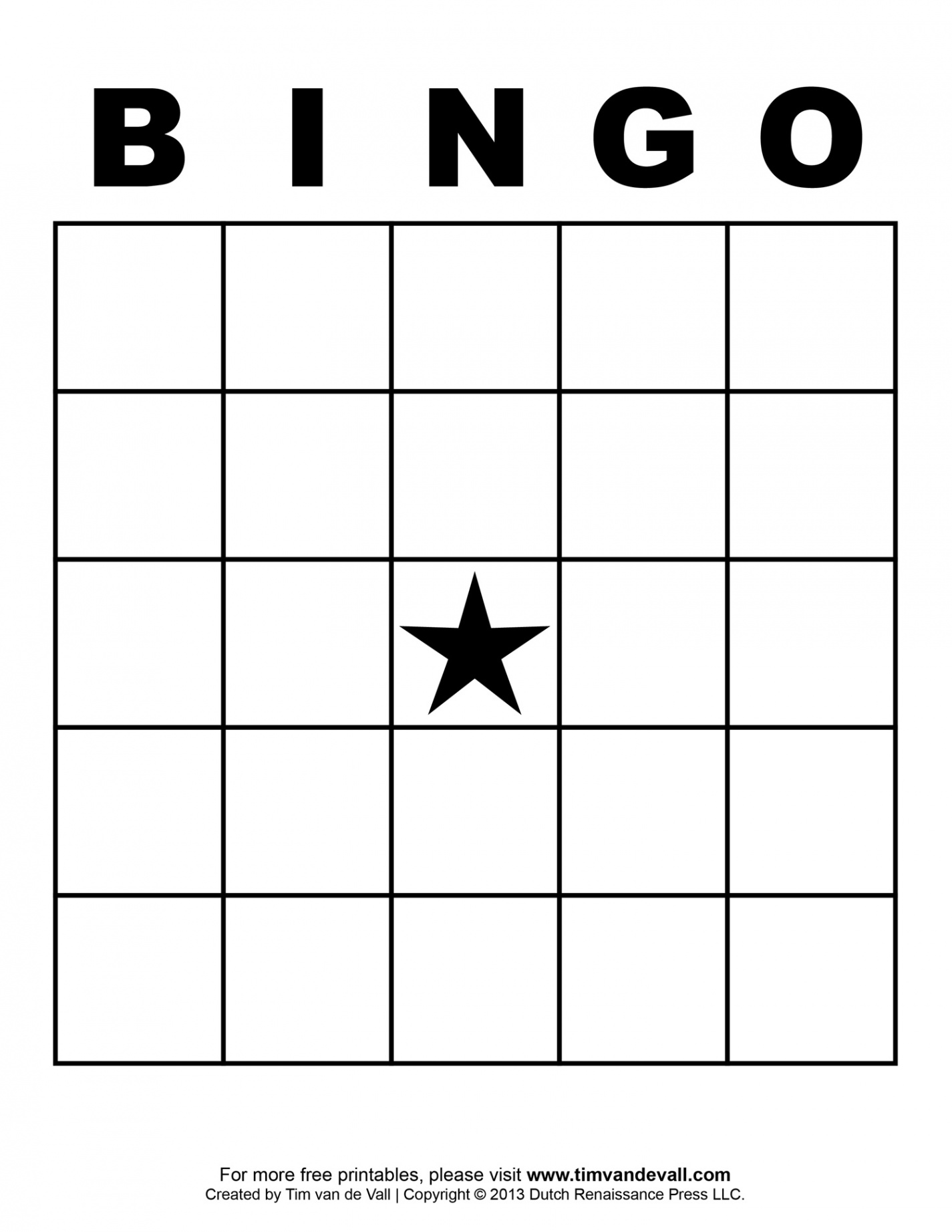 Blank Bingo Template – Tim