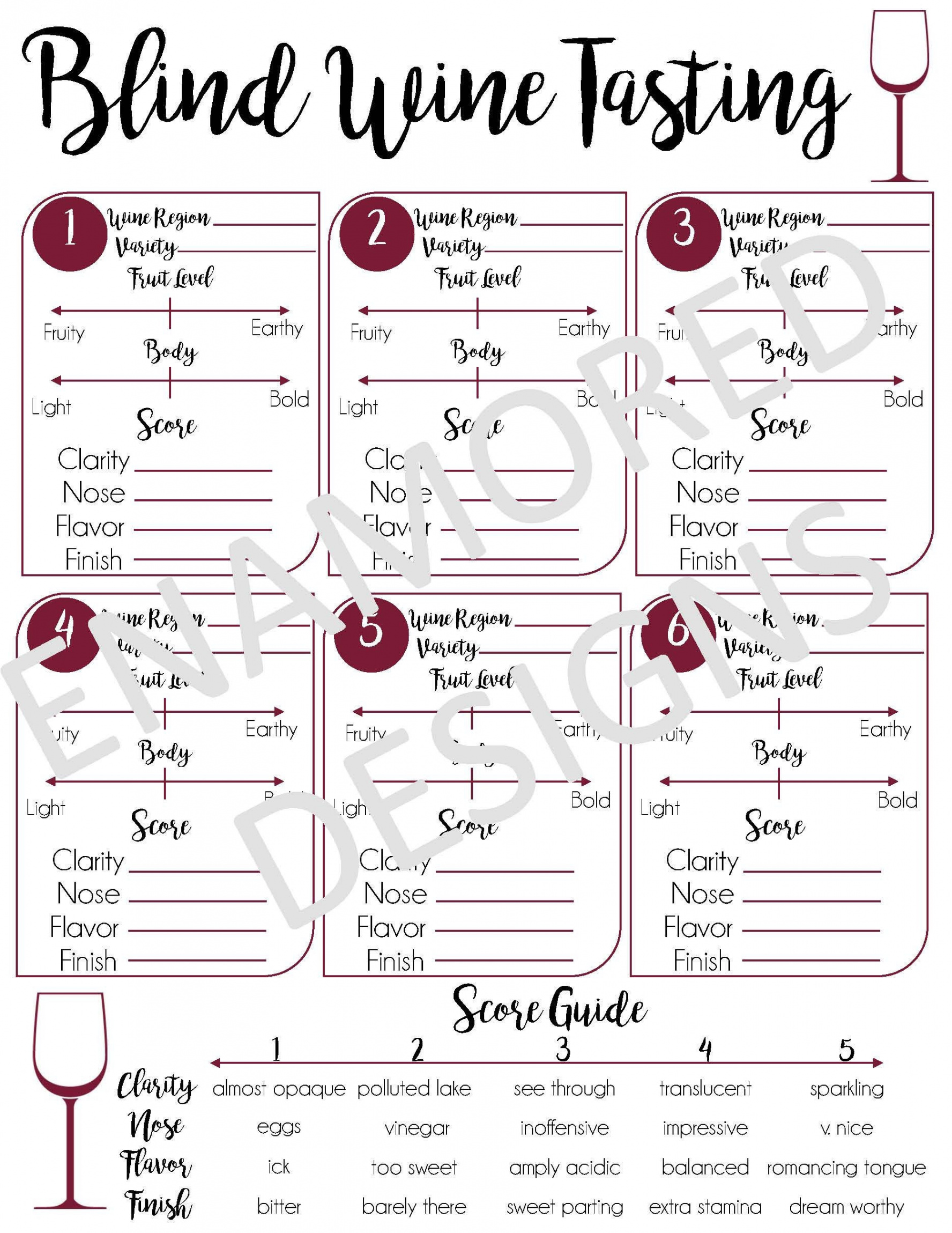 Blind-wine Tasting Game Card - Etsy