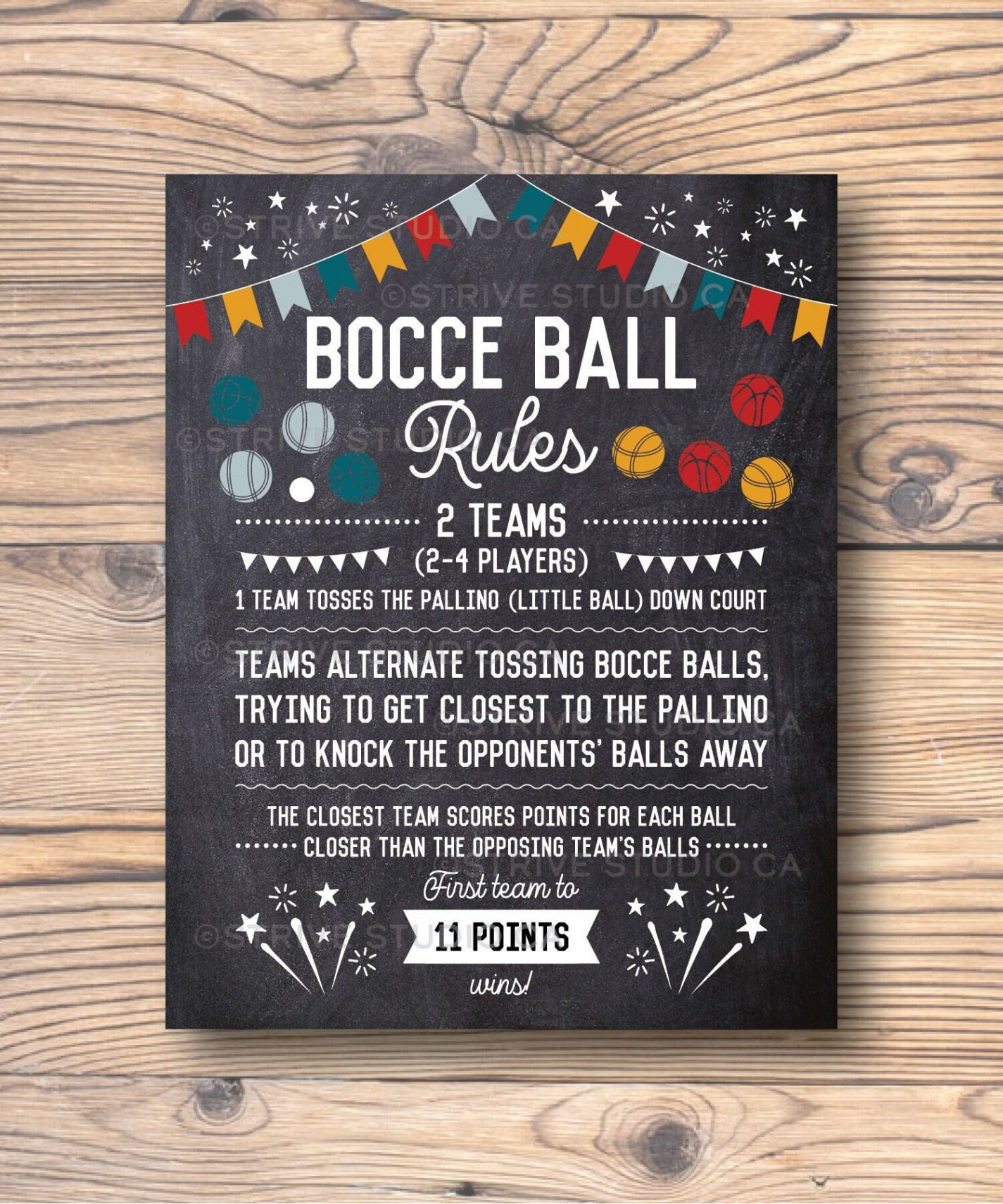 Bocce Ball Rules Sign Bocce Ball Poster Backyard Games - Etsy