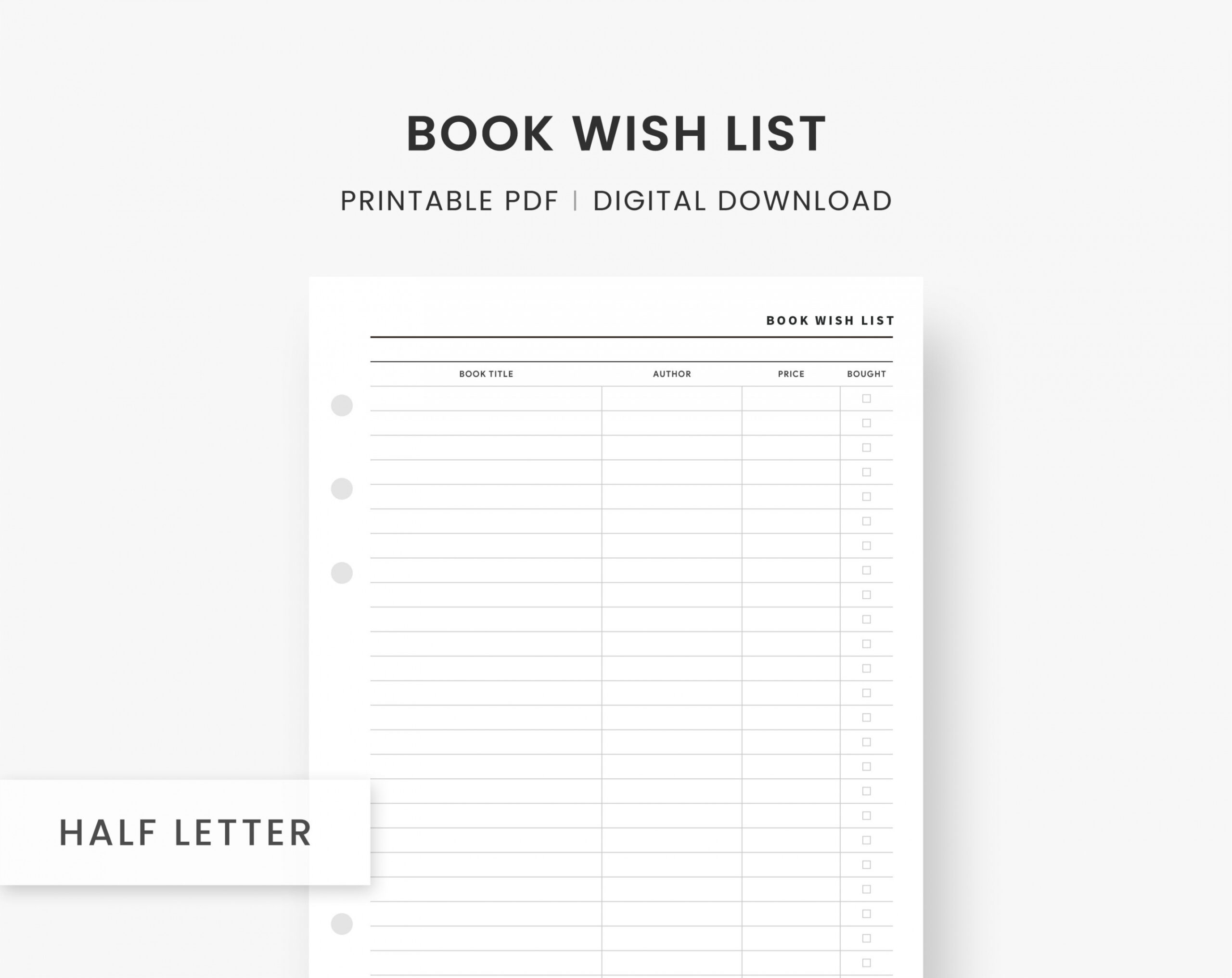 Book Wish List - Etsy