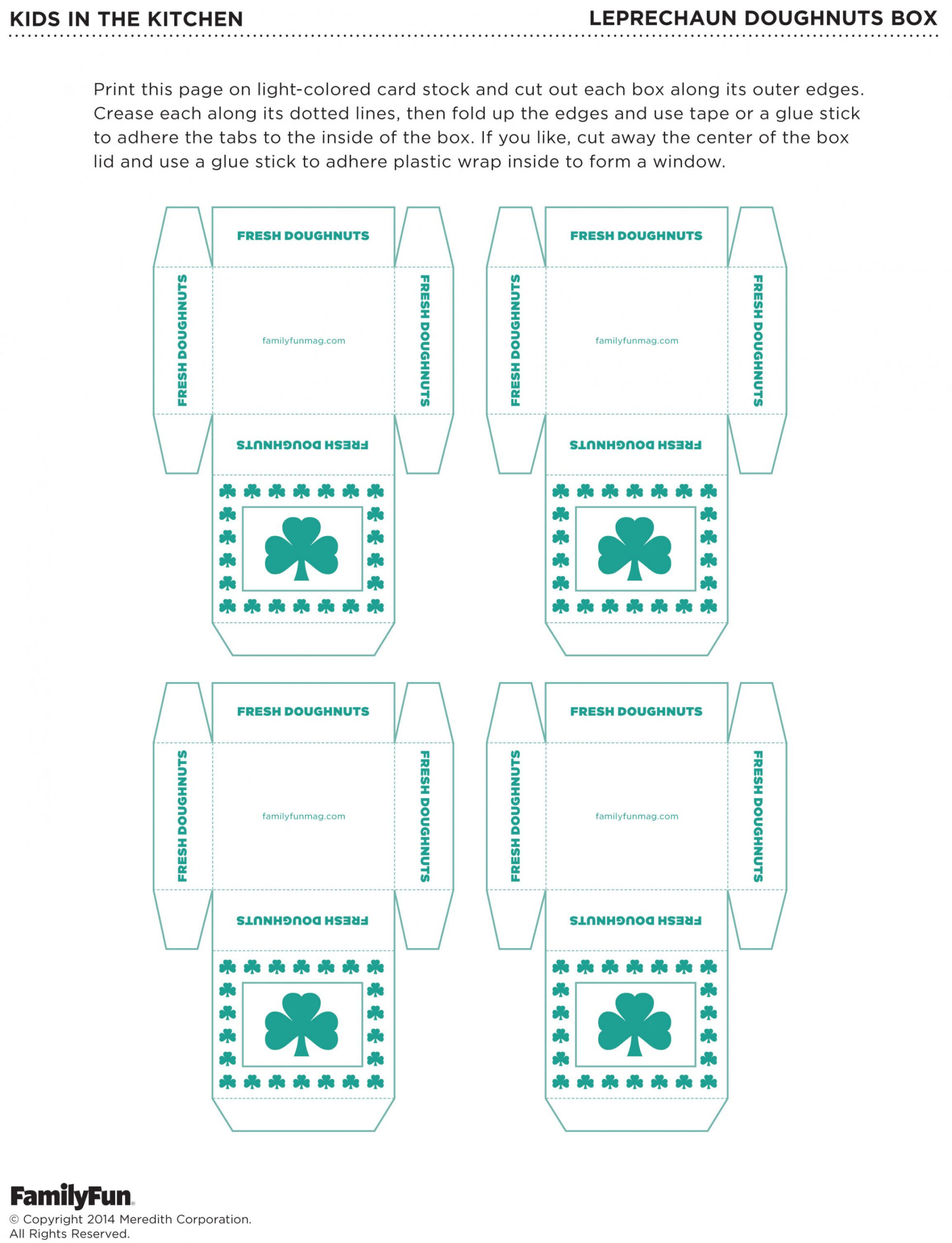 box template for mini donuts  St patrick