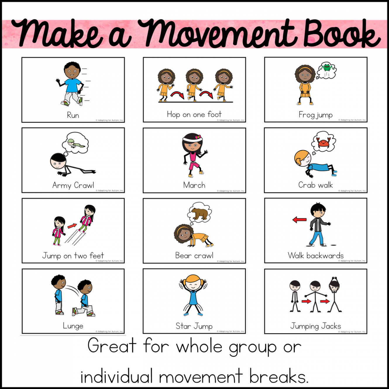 Brain Breaks Printable Cards: Gross Motor Movement for Active