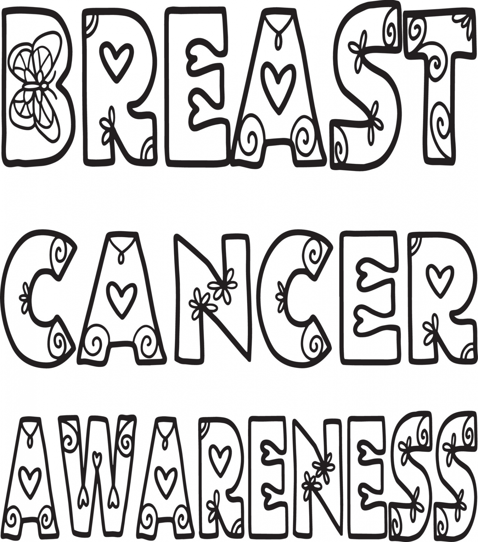 Breast Cancer Awareness Isolated Coloring Page  Vector Art