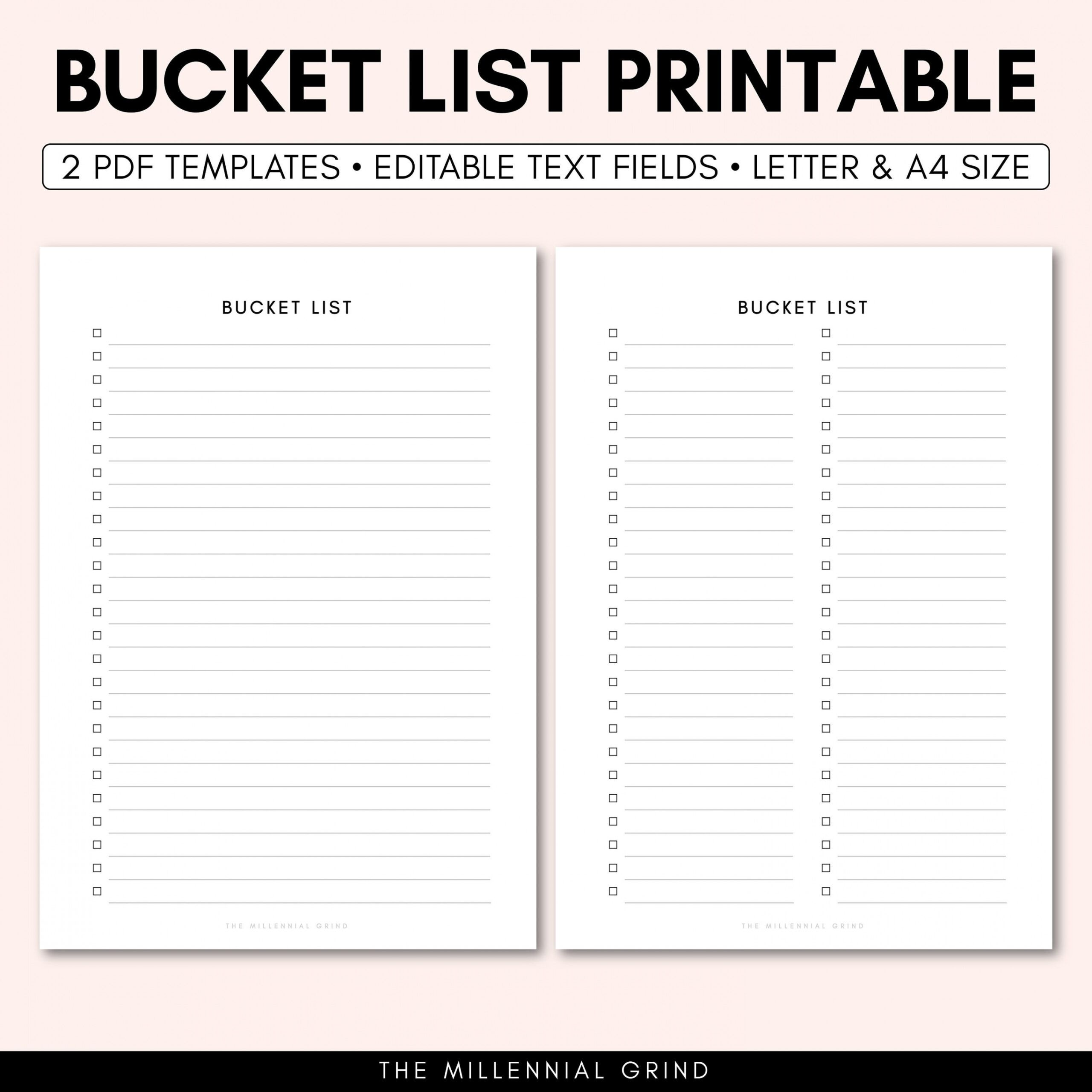 Bucket List Printable Bucket List Printable Insert Bucket List