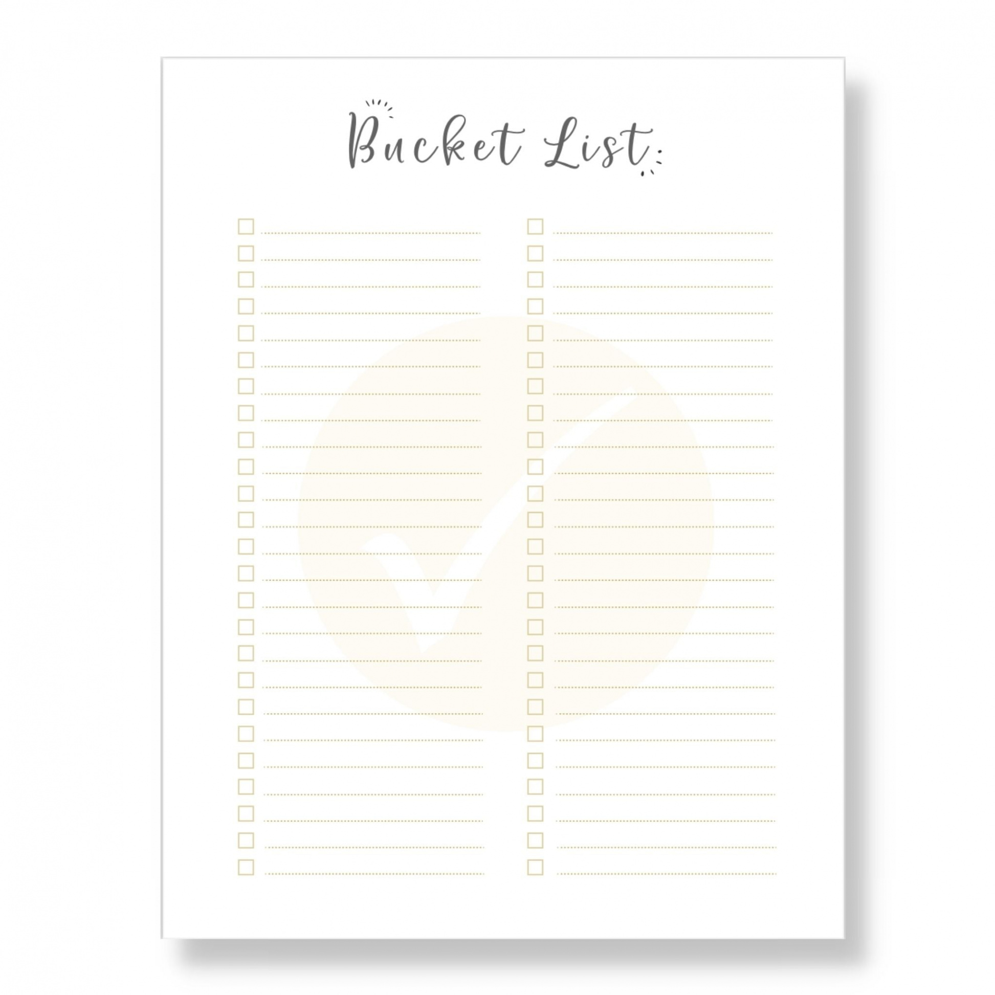 Bucket List Template (Printable)