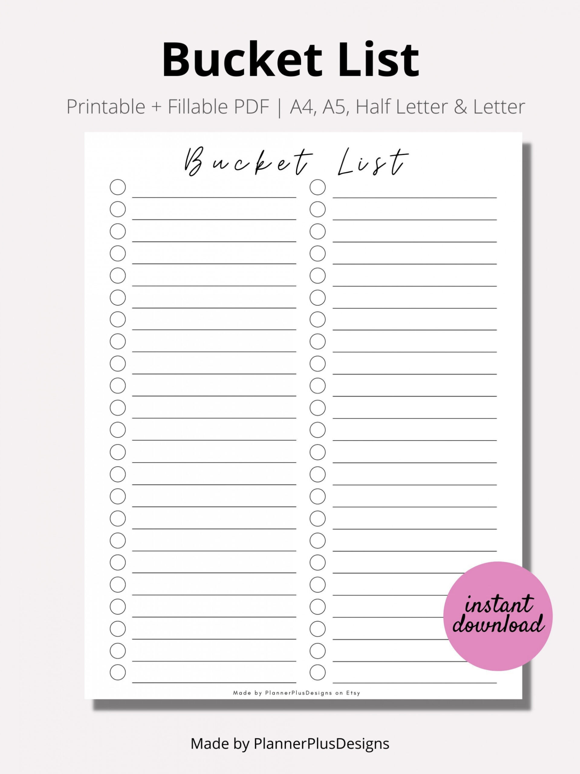 Bucket List Tracker, Bucket List Tracker, Bucket Checkliste