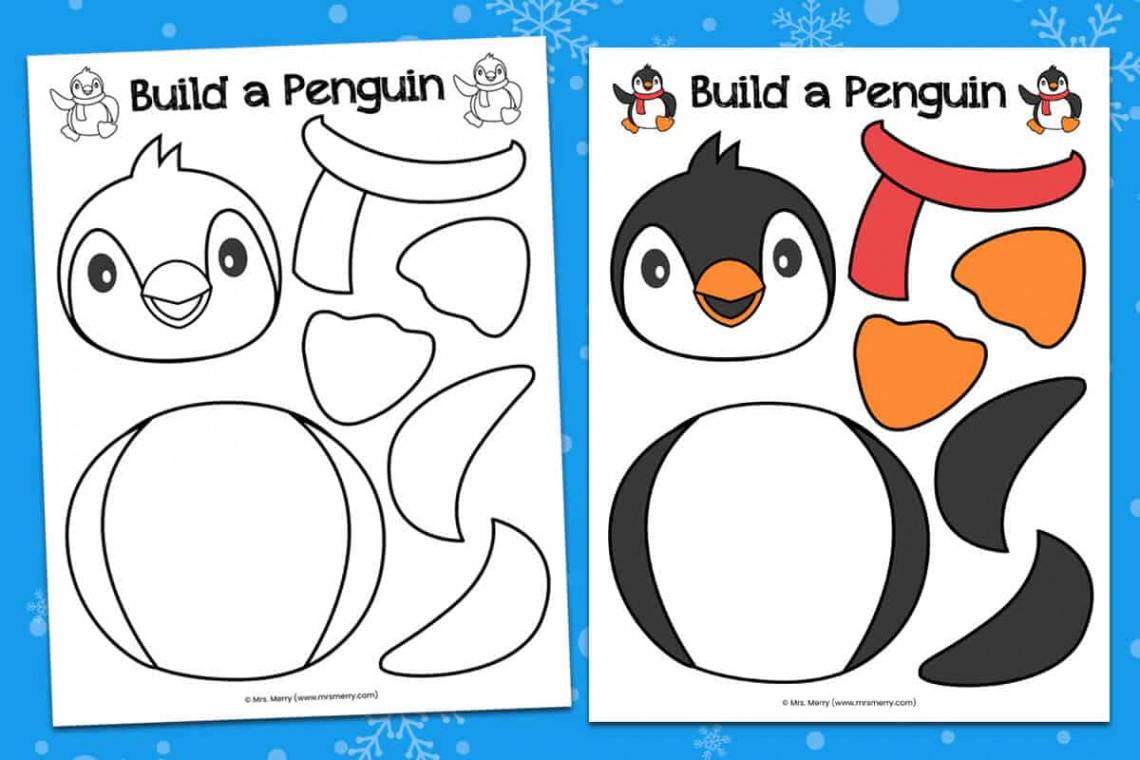 Build a Penguin  Free Printable Kids Craft  Mrs