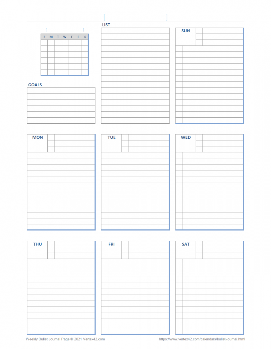 Bullet Journal Templates for Excel and PDF