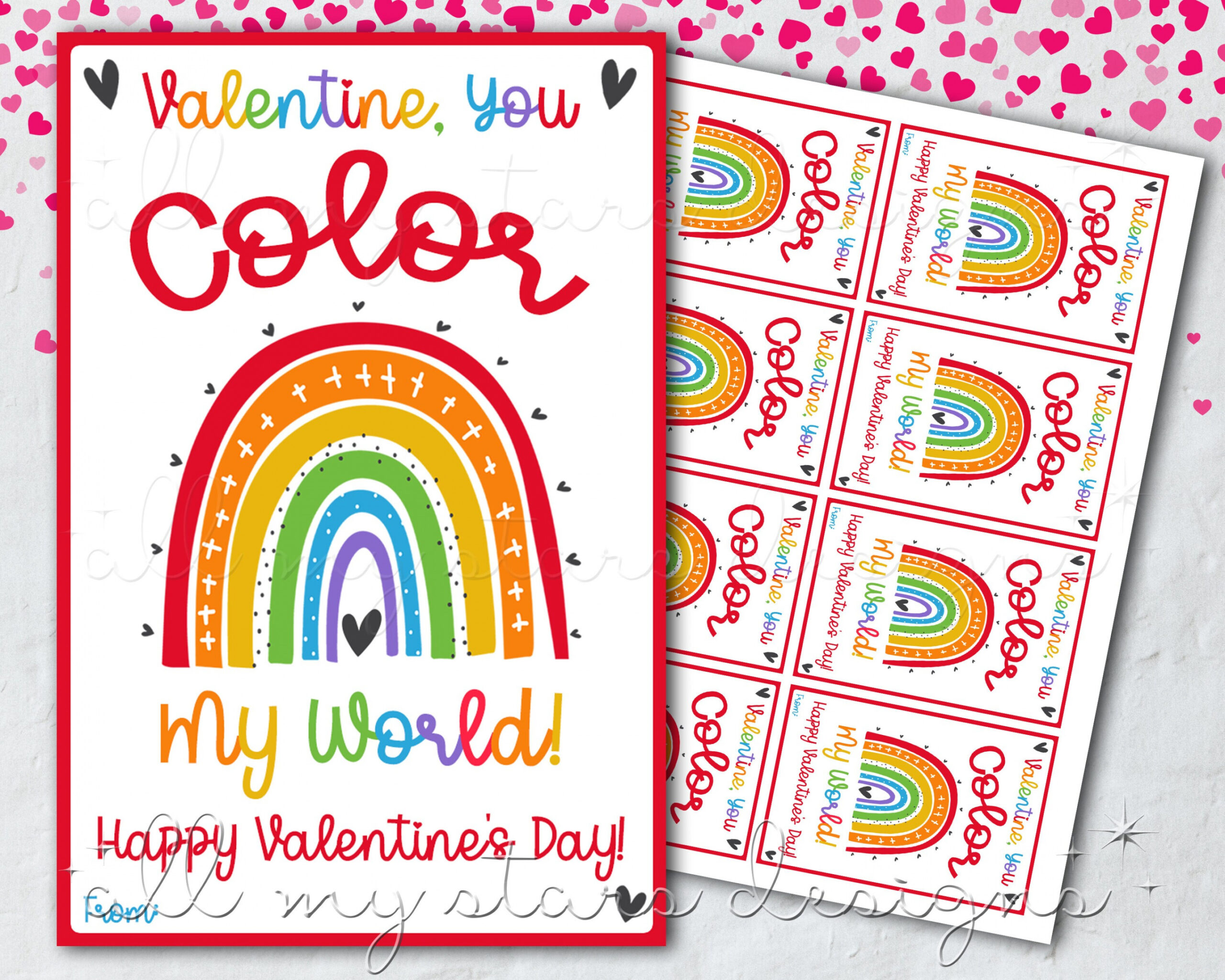 Buy PRINTABLE Valentine You COLOR My World Happy Valentine