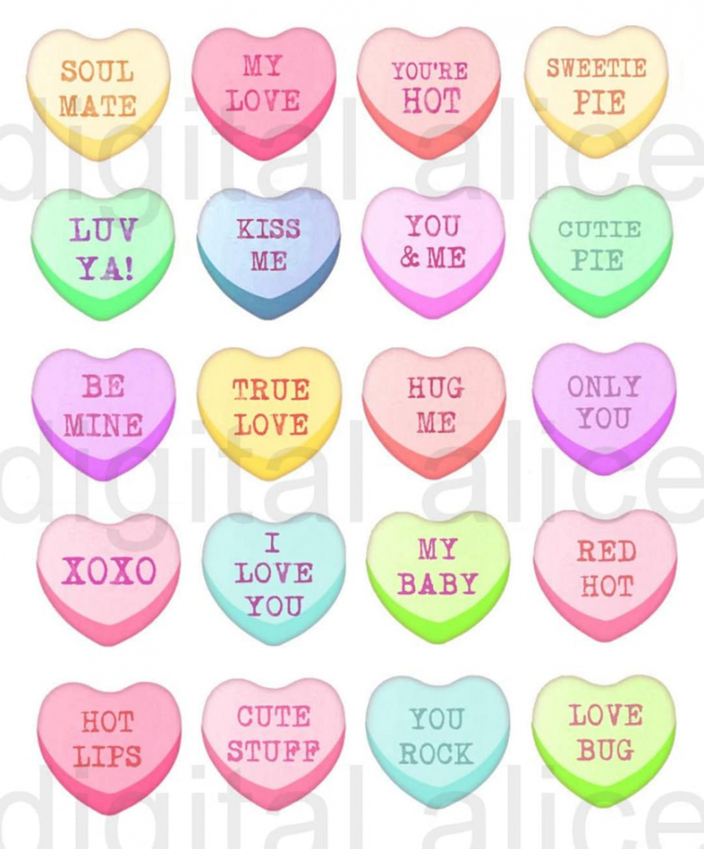 CANDY CONVERSATION HEARTS Digital Download Fun Printable - Etsy