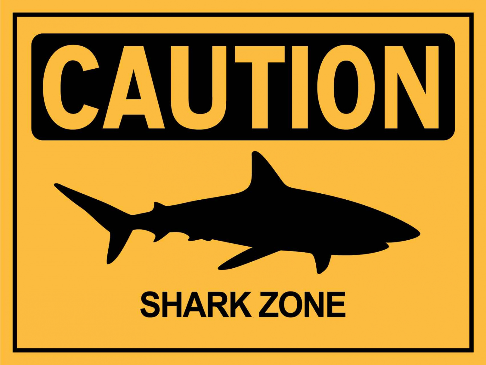 Caution Shark Zone Yellow Sign – New Signs