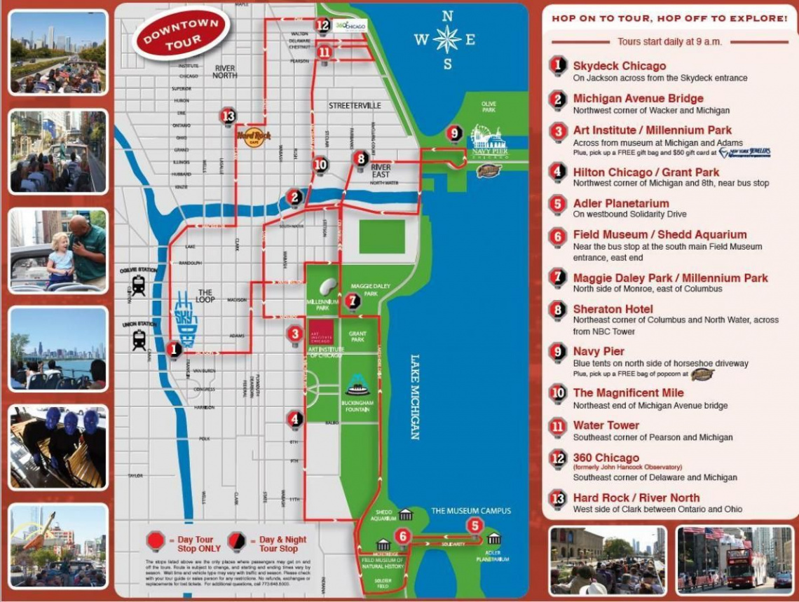 Chicago Attractions Map  FREE PDF Tourist City Tours Map Chicago