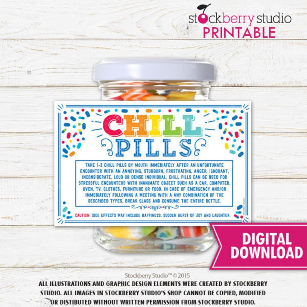 Chill Pill Label Printable Prescription Label Funny Coworker - Etsy