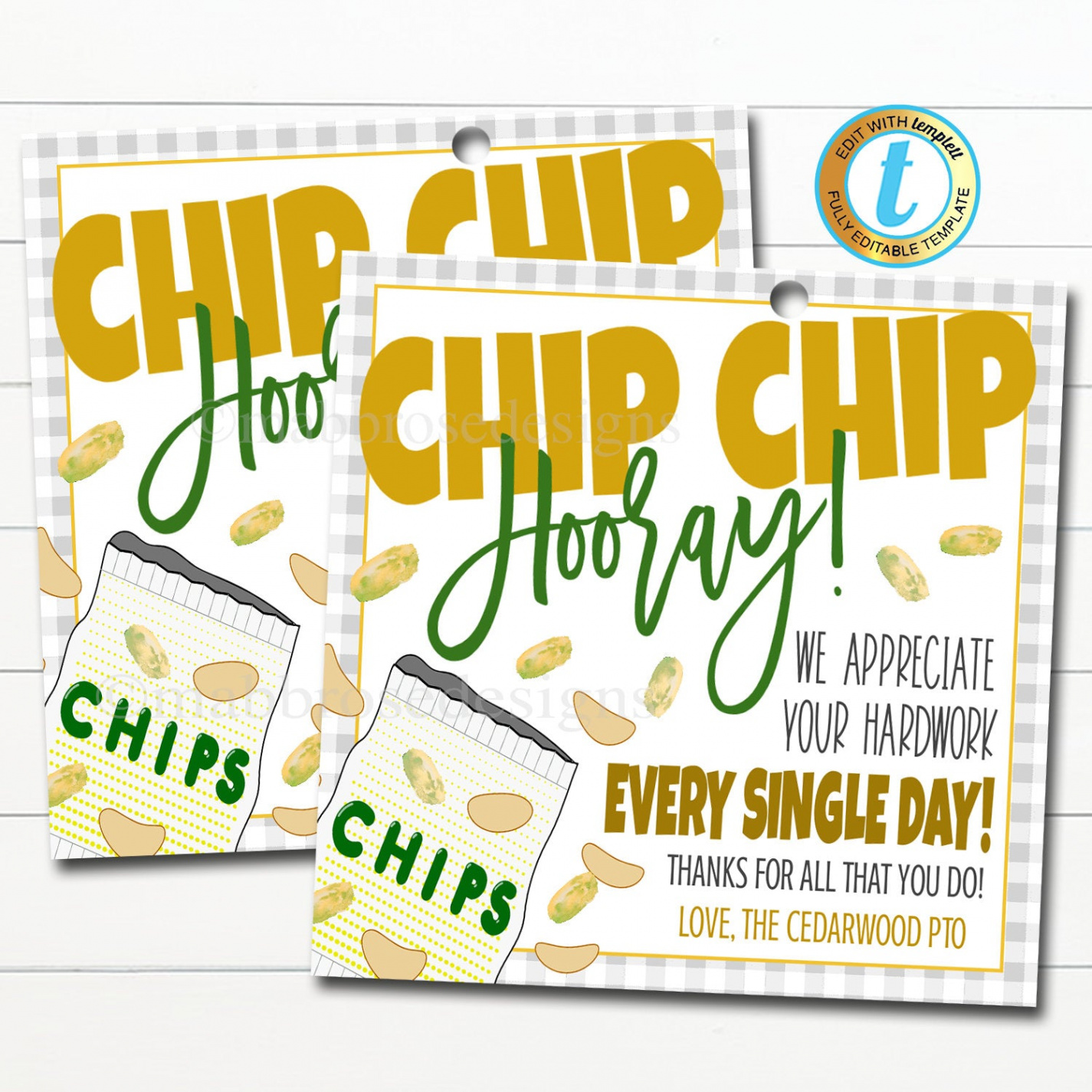 Chips Thank You Gift Tags  TidyLady Printables