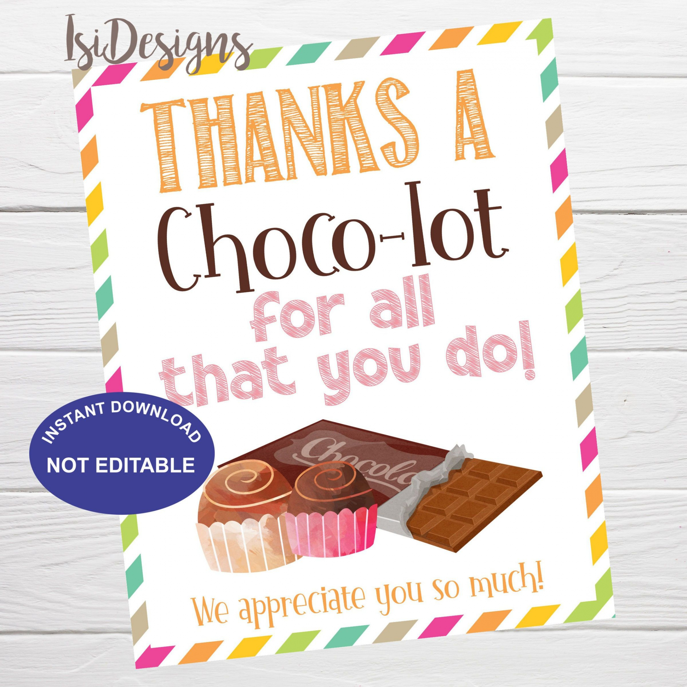 Chocolate Thank You Sign Thanks a Choco-lot for All That You