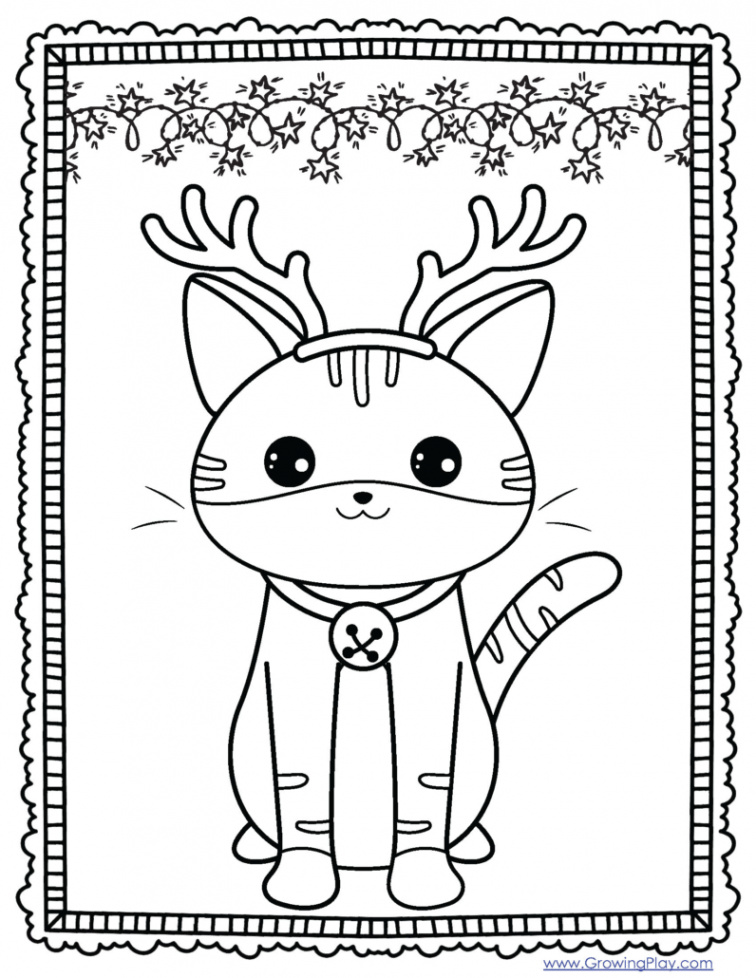 Christmas Cat Coloring Pages PDF - FREE Download - Growing Play