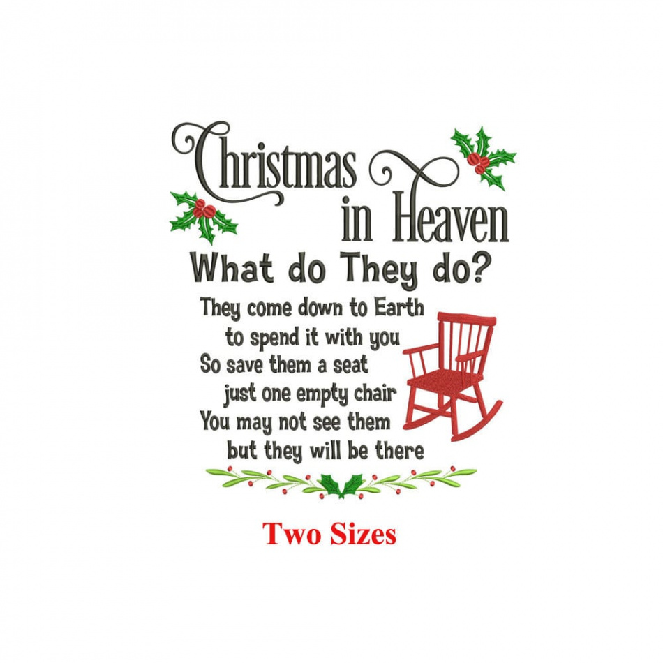 Christmas In Heaven What do they do they come to down the earth  Remememberence Machine Embroidery Design / Christmas Heaven Quotes