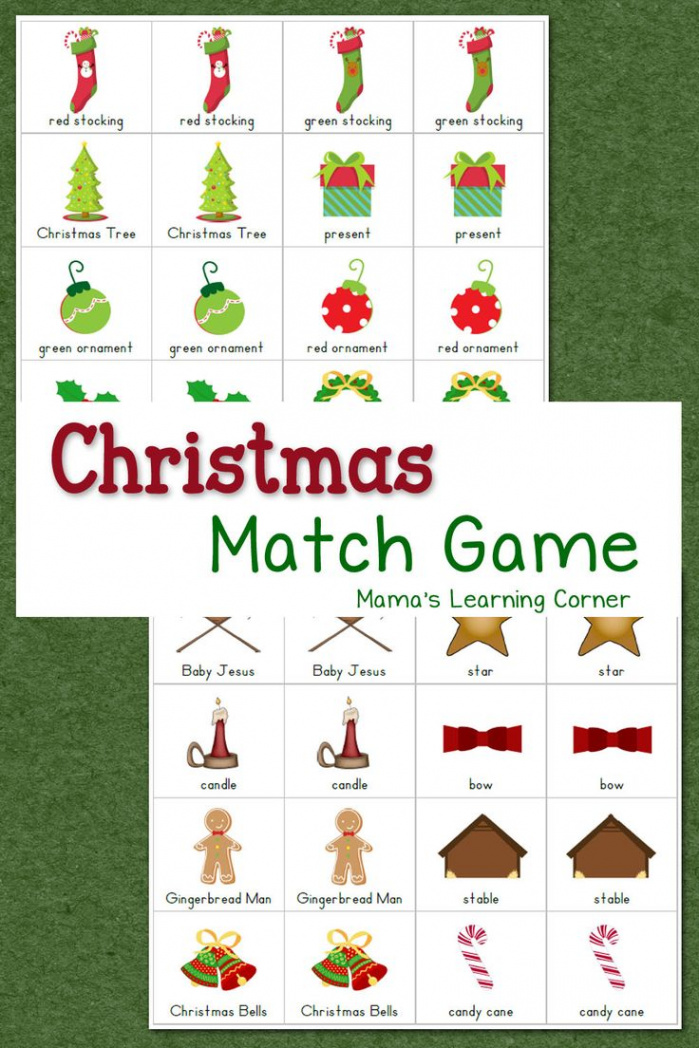 Christmas Match Game  Christmas school, Christmas worksheets