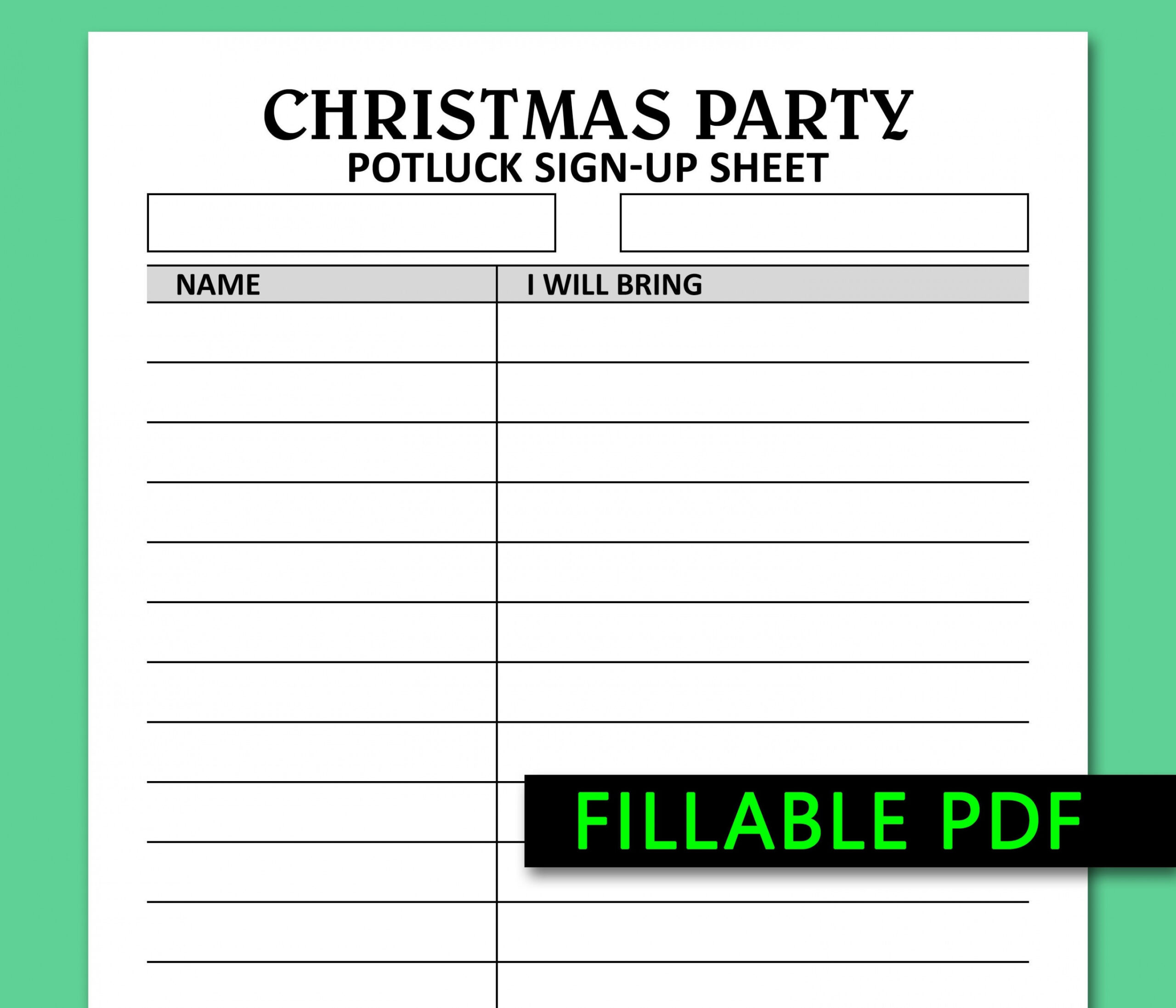 Christmas Potluck Sign Up Sheet Druckbare ausfüllbare PDF - Etsy