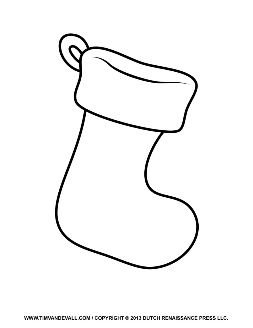 Christmas Stocking Template, Coloring Page, Clipart & Decorations