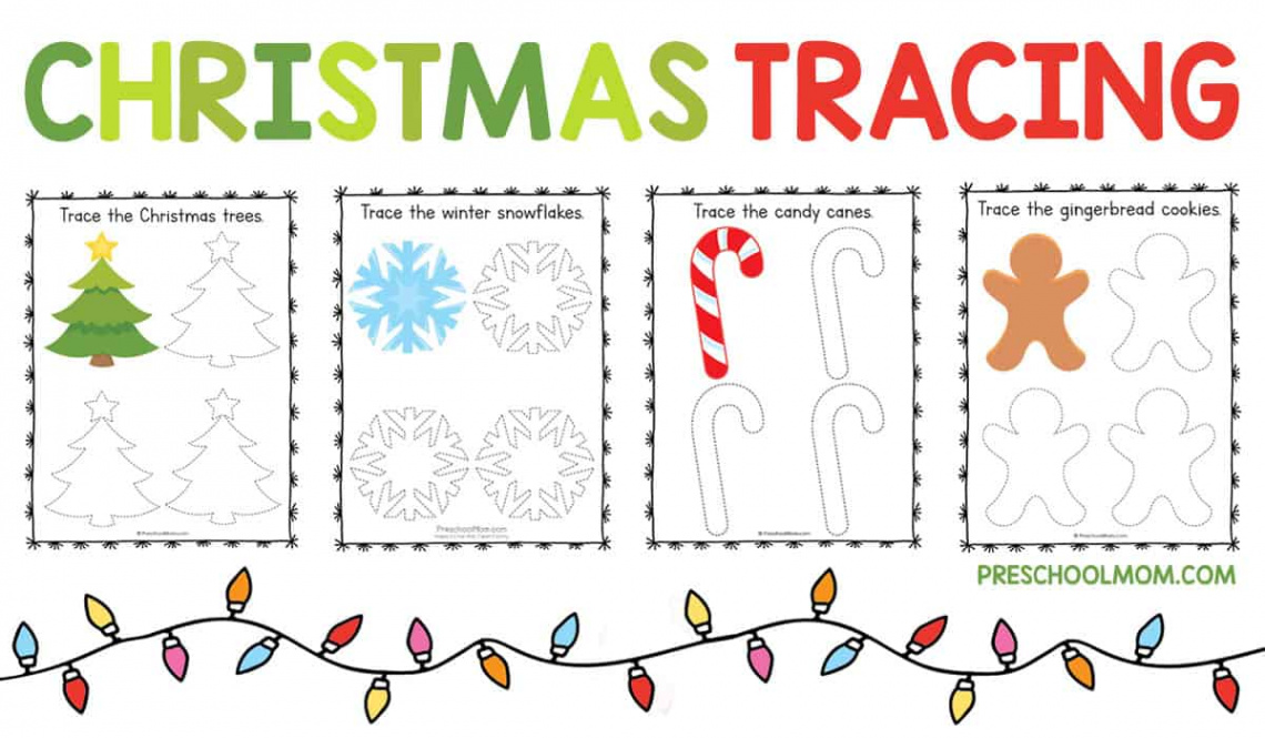 Christmas Symbols Tracing Worksheets - Preschool Mom