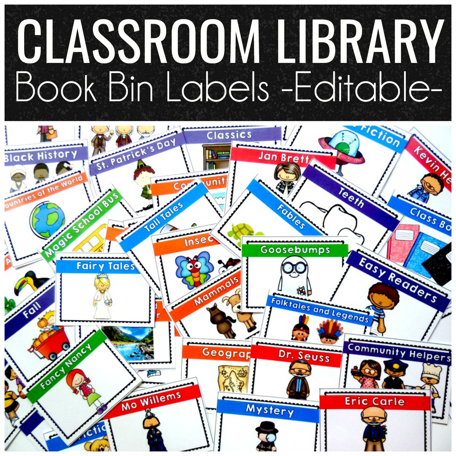 Classroom Library Book Bin Labels - Where the Magic Happens